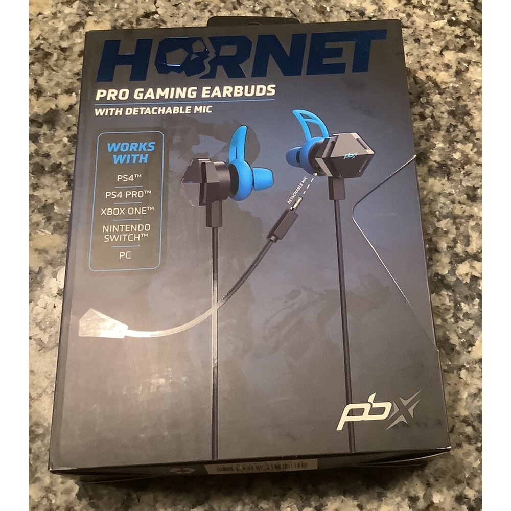 Hornet Pro Gaming Earbuds With Detachable Mic Brand New Color Blue